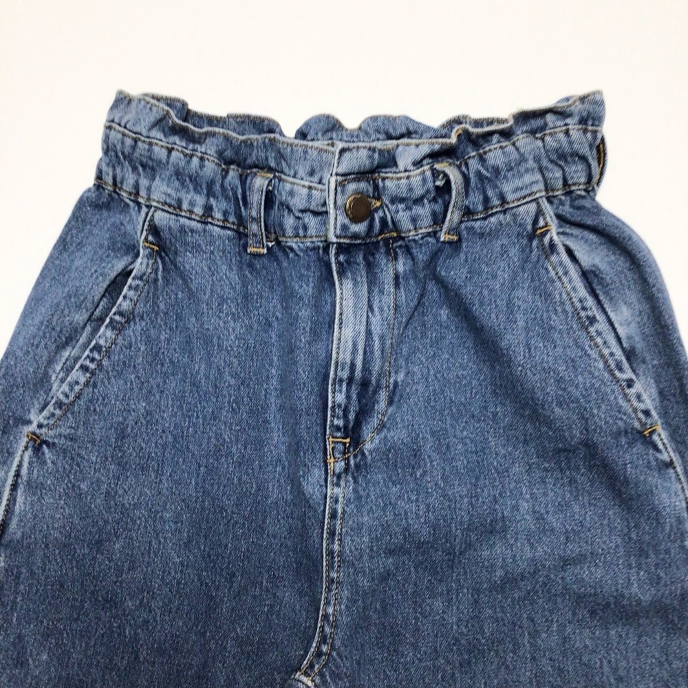 Zara High Rise Paper Bag Waist Denim Jeans Size 4 - Picture 4 of 12